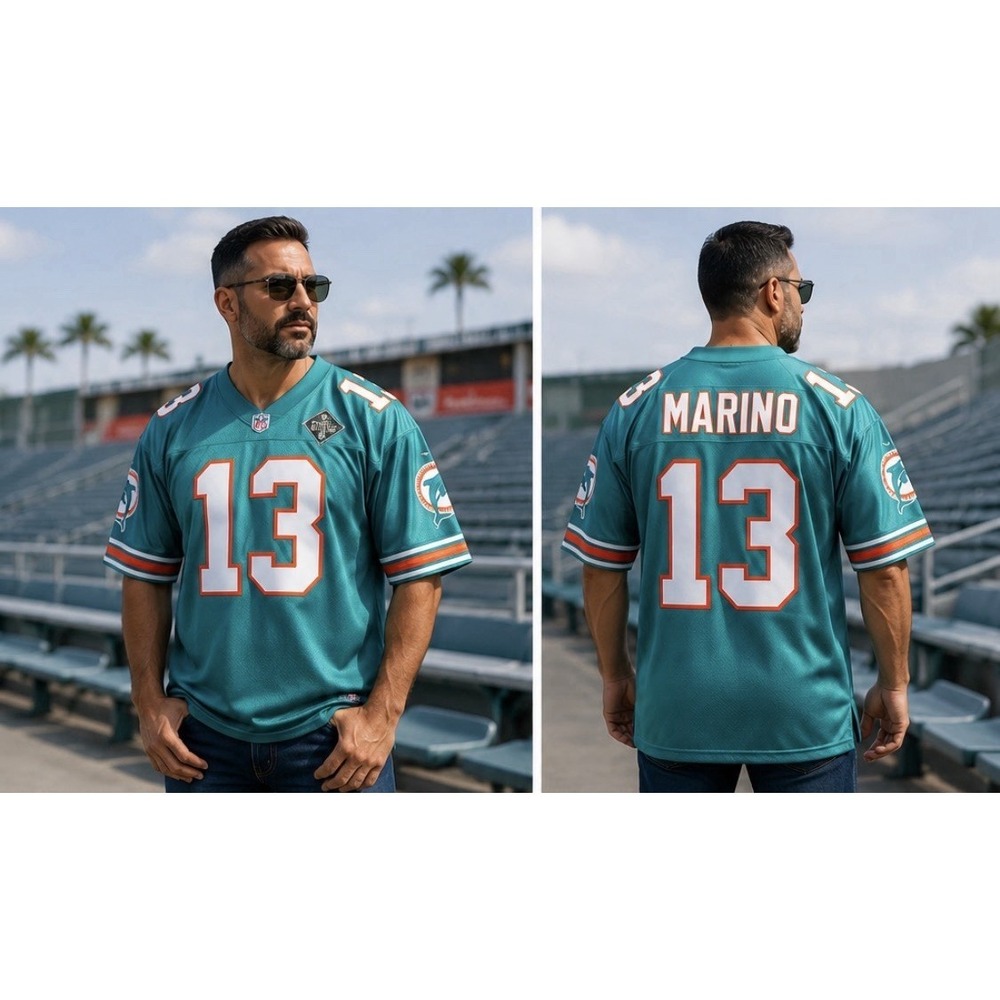 NFL Mitchell & Ness Throwback Miami Dolphins Dan Marino‎ #13 94 Teal Jersey